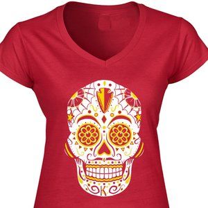 Kansas City Chiefs inspired Sugar Skull - Womens V